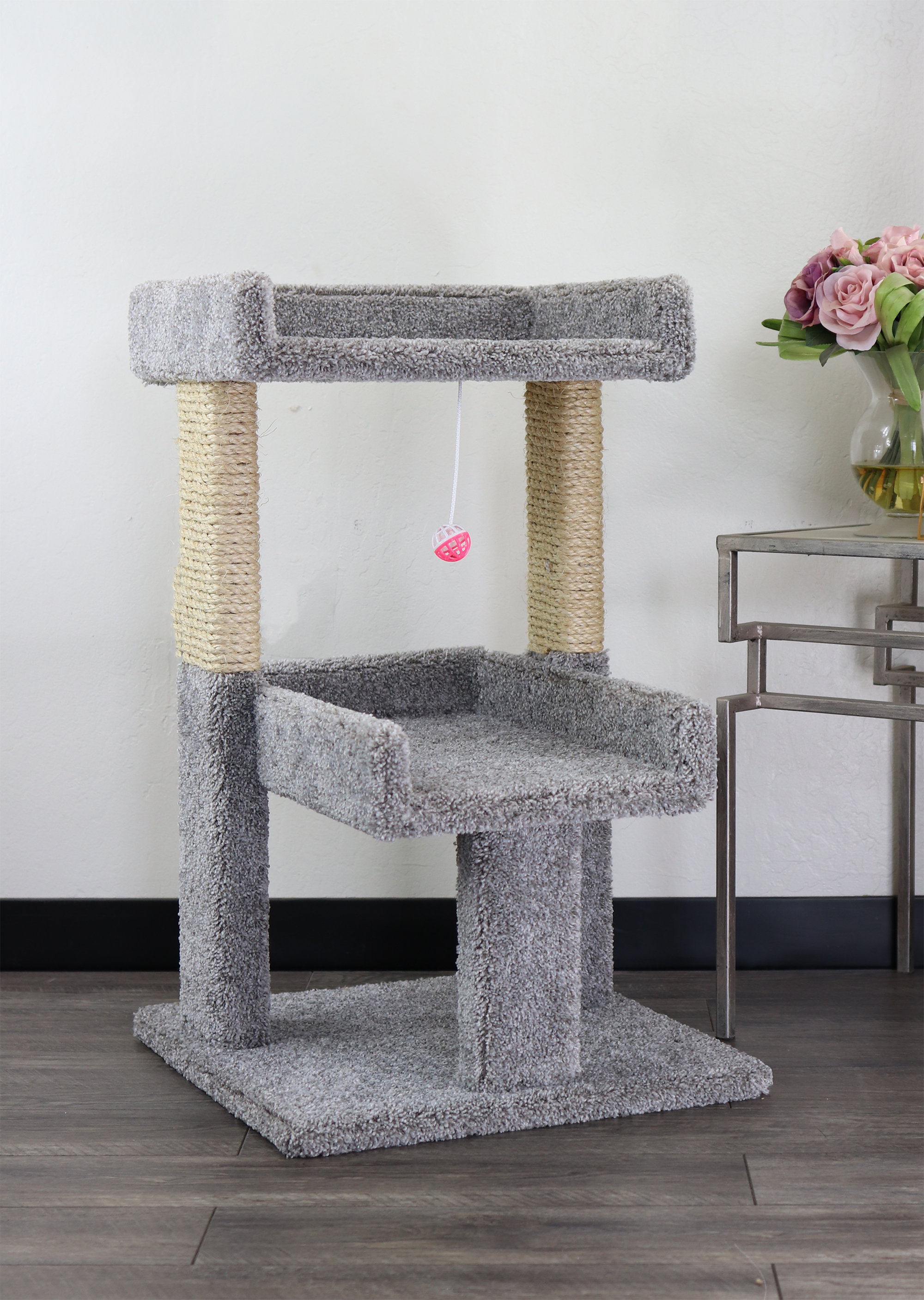 New Cat Condos 32 Carpeted Solid Wood Cat Tree Reviews Wayfair